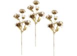 Kunstblume I.Ge.A. "Protea", Gold (Goldfarben), B:14Cm H:75Cm L:10Cm, Obermaterial: 98% Kunststoff, 2% Polyester, Kunstpflanzen, Metallic Kunstzweig, 3Er Set