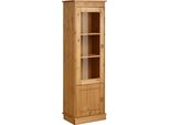 Vitrine Otto Home "Indra", Beige (Natur), B:46Cm H:145Cm T:32Cm, Massivholz, SchräNke, Vitrine, Aus Massiver Kiefer, Fsc, 2Trg., HöHe 145 Cm, Dezentes Ornament