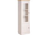 Vitrine Otto Home "Indra", Gelb (Weiß, Honig), B:46Cm H:145Cm T:32Cm, Massivholz, SchräNke, Vitrine, Aus Massiver Kiefer, Fsc, 2Trg., HöHe 145 Cm, Dezentes Ornament