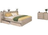 Schlafzimmer-Set PARISOT Escale 29, braun, ohne Matratze, B/H: 180cm x 200cm, Schlafzimmermöbel-Sets