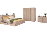 Schlafzimmer-Set PARISOT Escale 27, braun, ohne Matratze, B/H: 180cm x 200cm, Schlafzimmermöbel-Sets