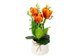 Kunstblume I.Ge.A. "Tulpen", Orange, B:20Cm H:32Cm L:18Cm, Kunstpflanzen, Im Topf Aus Keramik Gesteck KüNstliche FrüHlingsblume