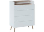 Kommode Home Affaire "Scandi", Weiß (Weiß Alpin, Jackson Hickory), B:79,9Cm H:103,9Cm T:41,7Cm, Holzwerkstoff, Sideboards, Kommode, HöHe 60 Cm