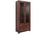 Vitrine Otto Home "Gotland", Braun (Dunkelbraun), SchräNke, Vitrine, Breite 80 Cm, HöHe 178 Cm, Mit GlastüRen, Aus Massiver Kiefer, Fsc