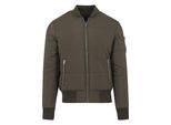Anorak Urban Classics "Urban Classics Herren Basic Quilt Bomber Jacket", Herren, Gr. S, Olive, 100% Polyester, Unifarben, Normal, Rundhals, Jacken