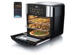Arendo Heißluftfritteuse, Airfryer, WLAN Multifunktionsofen, Minibackofen, Pizzaofen, 16L, Backofen, Grill, Dörrautomat, 1800 W, Umluft Fritteuse ohne Öl + Zubehör für Pizza Hähnchen Pommes