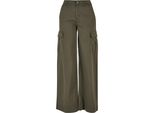 Stoffhose Urban Classics "Urban Classics Damen", Damen, Gr. 36, NormalgrößEn, GrüN (Olive), 98% Baumwolle, 2% Elasthan, Unifarben, Loose Fit, Hosen Stoffhose