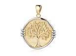 KettenanhäNger Firetti "Schmuck Geschenk Gold 375 Halsschmuck AnhäNger Baum Des Lebens Bicolor", Gelbgoldfarben, WeißGoldfarben, SchmuckanhäNger, Damen, Gelbgold 375, 2,4 G, KettenanhäNger