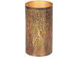 Kerzenlaterne Ambiente Haus "Stumpenkerzenhalter Walddesign, HöHe Ca. 16 Cm", Gold (Schwarz, Goldfarben), B:11Cm H:16Cm T:11Cm, Eisen, Kerzenhalter, Aus Pulverbeschichtetem Metall