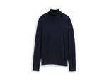 Tom Tailor Denim Herren Rollkragenpullover Aus Baumwolle, Blau, Uni, Gr. S