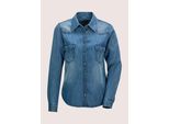 Langarmbluse Madeleine "Hemdbluse LäSsige Denim-Bluse Mit Hemdkragen", Damen, Gr. 34, Beige (Bleached), Obermaterial: 100% Lyocell Cly., Modern, Blusen