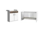 Babymöbel-Set WIMEX Joker, weiß (weiß, flagstaff eiche), B/H: 70cm x 140cm, Holzwerkstoff, Schlafzimmermöbel-Sets, Bett + Wickelkommode