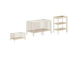 Babymöbel-Set VIPACK Dino ist das ideale Start Set für Ihr Kind aus massiver Buche, beige (natur), ohne Matratze, B/H: 70cm x 140cm, Schlafzimmermöbel-Sets, Baby-/Juniorbett u. Wickelregal inkl. wahlweise in 3 Farben erhältlich