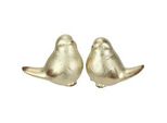 Dekofigur I.GE.A. Vogel aus Keramik, gold, B:14cm H:12cm, Keramik, Dekofiguren, 2er Set Ornament Statue Tierfigur Skulptur Dekovogel Vogelfigur