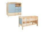 Babymöbel-Set ARTHUR BERNDT Babyzimmer-Set »Roofy« 2-teilig, nagano, oak, nachbildung, salbei, ohne Matratze, B/H: 70cm x 140cm, Schlafzimmermöbel-Sets