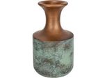 Dekovase I.GE.A. Zement-Vase 23cm, 13cm D., blau, bronze, B:13cm H:23cm, Keramik, Vasen