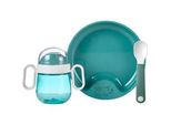 Kindergeschirr-Set MEPAL Babygeschirr Mio 3er Set, blau (deep turquoise), Kunststoff, Geschirr-Sets