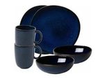 Geschirr-Set Frühstücks-Set Lave 6er Set, blau (bleu), 6 tlg., Steingut, LIKE. BY VILLEROY & BOCH, Geschirr-Sets, Frühstücks-Set Geschirr-Set