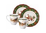 Geschirr-Set HUTSCHENREUTHER Geschirr-Set Happy Wintertime 4er Set weiß-grün, bunt (weiß, grün), 4 tlg., Porzellan, Geschirr-Sets, Kaffeeservice Geschirr-Set