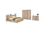 Schlafzimmer-Set PARISOT Escale 27, braun, ohne Matratze, B/H: 180cm x 200cm, Schlafzimmermöbel-Sets