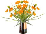 Kunstblume I.Ge.A. "Mohnblumenbusch In Vase Aus Keramik", Orange, B:26Cm H:47Cm L:14Cm, Polyester, Kunstpflanzen, Blumen Mohnblume Mohn Mohnbusch Bouquet Strauß Seidenblumenstrauß