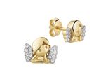Paar Ohrstecker Firetti "Schmuck Geschenk Gold 333 Ohrschmuck Ohrringe Engel", Gelbgoldfarben, WeißGoldfarben, Kristallweiß, Kristallweiß, Ohrringe, Damen, Gelbgold 333, Mit Zirkonia (Synth.)