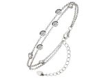 Silberarmband Jobo "Armband 2-Reihig 15 Cm Bis 19,5 Cm Verstellbar", Silber 925, Weiß, ArmbäNder, Damen, 19,5Cm, Silber 925 (Sterlingsilber), Silberarmband, 925 Silber Mit 7 Zirkonia