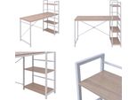 vidaXL Schreibtisch mit Bücherregal mit 4 Böden Eiche - Schreibtisch - Schreibtische - Tisch - Tische