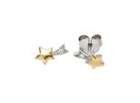 Paar Ohrstecker Jobo "Ohrringe Stern Sternschnuppe", Silber 925, Ohrringe, Damen, Silber 925 (Sterlingsilber), 925 Silber Bicolor Vergoldet Mit Zirkonia