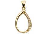 KettenanhäNger Jobo "AnhäNger Tropfen 21 Mm", Gold (Gelbgold 333, Weiß), SchmuckanhäNger, Damen, Gelbgold 333, KettenanhäNger, 8 Karat 333 Gold Mit 11 Zirkonia