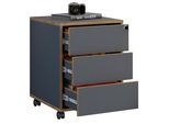 Container Vcm "Holz Rollcontainer BüRocontainer Salia 3 Schublade", Schwarz (Anthrazit), B:42Cm T:45Cm, Obermaterial: 100% Holz Wood., Rollwagen, Rollcontainer