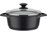 Kochtopf GSW "Gourmet Granit", Schwarz (Schwarz, Graphit), H:10,5Cm Ø:24Cm, TöPfe, Kochtopf, Mehrfache, Langlebige Vitaflongranit Antihaft-Versiegelung, Induktion