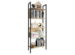 Standregal Vcm "Holz Metall Stand Regal BüRo BüCher Flakos 5Fach", Braun (Honig, Eiche), B:62Cm T:24Cm, Regale, Standregal
