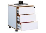 Container Vcm "Holz Rollcontainer BüRocontainer Salia 3 Schublade", Weiß, B:42Cm T:45Cm, Obermaterial: 100% Holz Wood., Rollwagen, Rollcontainer