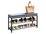 Schuhregal Vcm "Metall Holz Sitzbank Schuhregal Schuhbank Taliro", Braun (Honig, Eiche), B:90Cm T:30Cm, Regale, Schuhregal