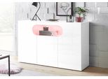 Sideboard Home Affaire "Real,Kommode,Schrank,Breite 130 Cm Komplett Weiß Hochglanz Lackiert", Weiß (Weiß Hochglanz), B:130Cm H:81,5Cm T:40Cm, Sideboards, Sideboard, Mit 3 TüRen Davon 2 Abgerundet, Die Ein Ovales Offenes Fach Bilden