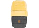 Fußsack HEITMANN FELLE "Eisbärchen - Lammfell Winterfußsack - Premium Qualität", Kinder, grau, Polyester, Fußsäcke Fußsack, mit echtem Lammfell, für Kinderwagen, Buggy, 5 Gurtschlitze, waschbar