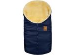 Fußsack HEITMANN FELLE "Eisbärchen - Kleiner Lammfell Winterfußsack - Premium Qualität", Kinder, blau (marine), Polyester, Fußsäcke Fußsack, mit echtem Lammfell, für Tragschalen, Kinderwagen u.v.m