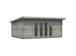 Gartenhaus PALMAKO "Lea", grau, Fußboden im Gartenhaus, ohne Dacheindeckung, Massivholz, Gartenhäuser, Gartenhaus, 19,4 m2, mit Fußboden im Gartenhaus
