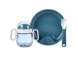 Kindergeschirr-Set MEPAL Babygeschirr Mio 3er Set, blau (tiefblau), Kunststoff, Geschirr-Sets