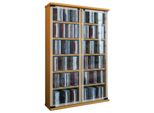 Media-Regal Vcm "Holz CD DVD Stand Regal Schrank Galerie GlastüR", Braun (Buche), B:60Cm T:18Cm, Regale