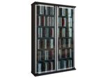 Media-Regal Vcm "Holz CD DVD Stand Regal Schrank Galerie GlastüR", Schwarz, B:60Cm T:18Cm, Regale