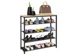 Schuhregal Vcm "Metall Holz Schuhregal Schuhablage 4 FäCher Taliro", Braun (Honig, Eiche), B:90Cm T:30Cm, Regale, Schuhregal