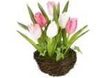 Kunstblume I.Ge.A. "Tulpe", Rosa, B:13Cm H:25Cm L:13Cm, Kunstpflanzen, Im Weidenest, Blume Papageientulpe BlüTe Osterdeko