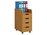 Container Vcm "Rollcontainer BüRocontainer Schublade Konal Maxi", Braun (Buche), B:40Cm T:50Cm, Obermaterial: 100% Holz Wood., Rollwagen, Rollcontainer