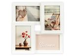 Bilderrahmen Collage QUEENCE Rahmen 3D Holz in weiß, weiß, B:29cm H:29cm T:3cm, MDF, Bilderrahmen, Platz für 4 Fotos in 10x15cm