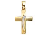KreuzanhäNger Jobo "AnhäNger Kreuz 18,5 Mm Mit Zirkonia", Gelbgold 333, Weiß, SchmuckanhäNger, Damen, Gelbgold 333, 8 Karat 333 Gold Teilmattiert