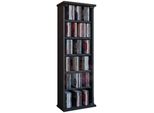 Media-Regal Vcm "Holz Cd Dvd Stand Regal Schrank Vetro GlastüR", Schwarz, B:31Cm T:18Cm, Regale