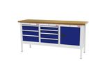 Stier Werkbank Mit 7 Schubladen Und 1 TüR Bxtxh 2000X600X960 Mm RAL 7035 / RAL 5010 (905032)