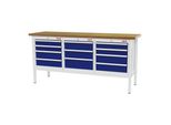 Stier Werkbank Mit 11 Schubladen Bxtxh 2000X600X960 Mm Ral 7035 / Ral 5010 (905033)